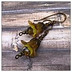 Sunflower Fairy Flower Drop Earrings in Antique Bronze, Lucite Flower Earrings