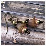 Victorian Rose Fairy Flower Drop Earrings in Antique Bronze, Lucite Flower Earrings