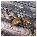 Apple Blossom Fairy Drop Earrings in Antique Bronze, Victorian Fairy Flower Earrings