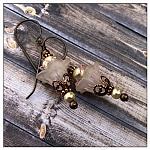 Apple Blossom Fairy Flower Upside Down Drop Earrings in Antique Copper, Lucite Flower Earrings