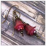 Cherry Blossom Fairy Flower Drop Earrings in Antique Bronze, Lucite Flower Earrings