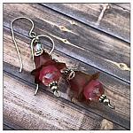 Victorian Rose Fairy Flower Drop Earrings in Antique Silver, Lucite Flower Earrings