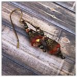 Strawberry Fairy Flower Pixie Drop Earrings in Antique Bronze, Lucite Flower Earrings