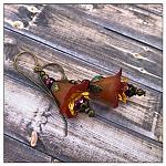 Autumn Fairy Flower Drop Earrings in Antique Bronze Patina, Lucite Flower Earrings