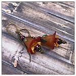 Autumn Fairy Flower Drop Earrings in Antique Bronze Patina, Lucite Flower Earrings