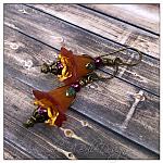 Autumn Fairy Flower Drop Earrings in Antique Bronze Patina, Lucite Flower Earrings