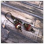 Strawberry Fairy Flower Pixie Drop Earrings in Antique Bronze, Lucite Flower Earrings