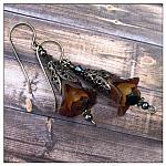 Autumn Fairy Flower Drop Earrings in Gunmetal, Lucite Flower Earrings