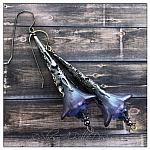 Morning Glory Fairy Flower Trumpet Earrings in Gunmetal, Lucite Flower Earrings