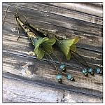 Lime Tree Fairy Flower Trumpet Cascade Earrings in Antique Bronze, Lucite Flower Earrings