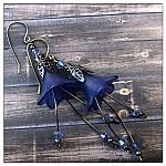 Morning Glory Fairy Flower Cascade Earrings in Gunmetal, Lucite Flower Earrings