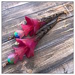 Party Fairy Flower Trumpet Drop Earrings n Antique Copper, Lucite Flower Earrings