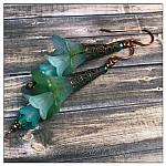 Tropics Fairy Flower Trumpet Trail Earrings in Antique Copper, Lucite Flower Earrings