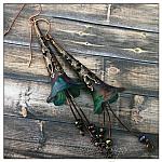 Rainbow Fairy Flower Trumpet Cascade Earrings in Antique Copper, Lucite Flower Earrings