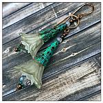 Snowflake Fairy Flower Trumpet Drop Earrings in Antique Copper Patina, Lucite Flower Earrings