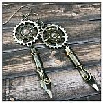 The Chronicler Steampunk Earrings in Mixed Metals, Steampunk Earrings